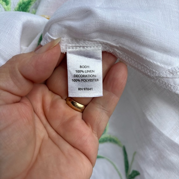 J.JILL Floral Embroidered 100% linen White Button-Up Shirt - Picture 6 of 9